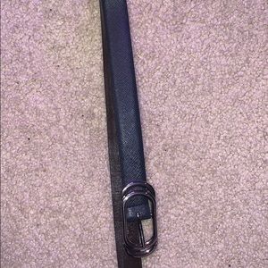 Faux Leather Blue Belt with Silver Buckle